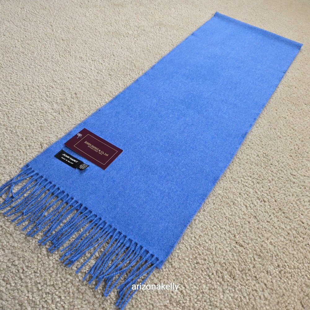 NWT John Hanly Extra Fine Merino Wool Scarf Blue - Picture 8 of 10